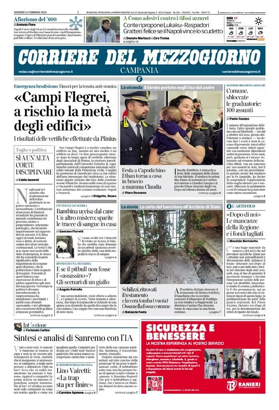 Prima-pagina-corriere del mezzogiorno-del-2025-02-21